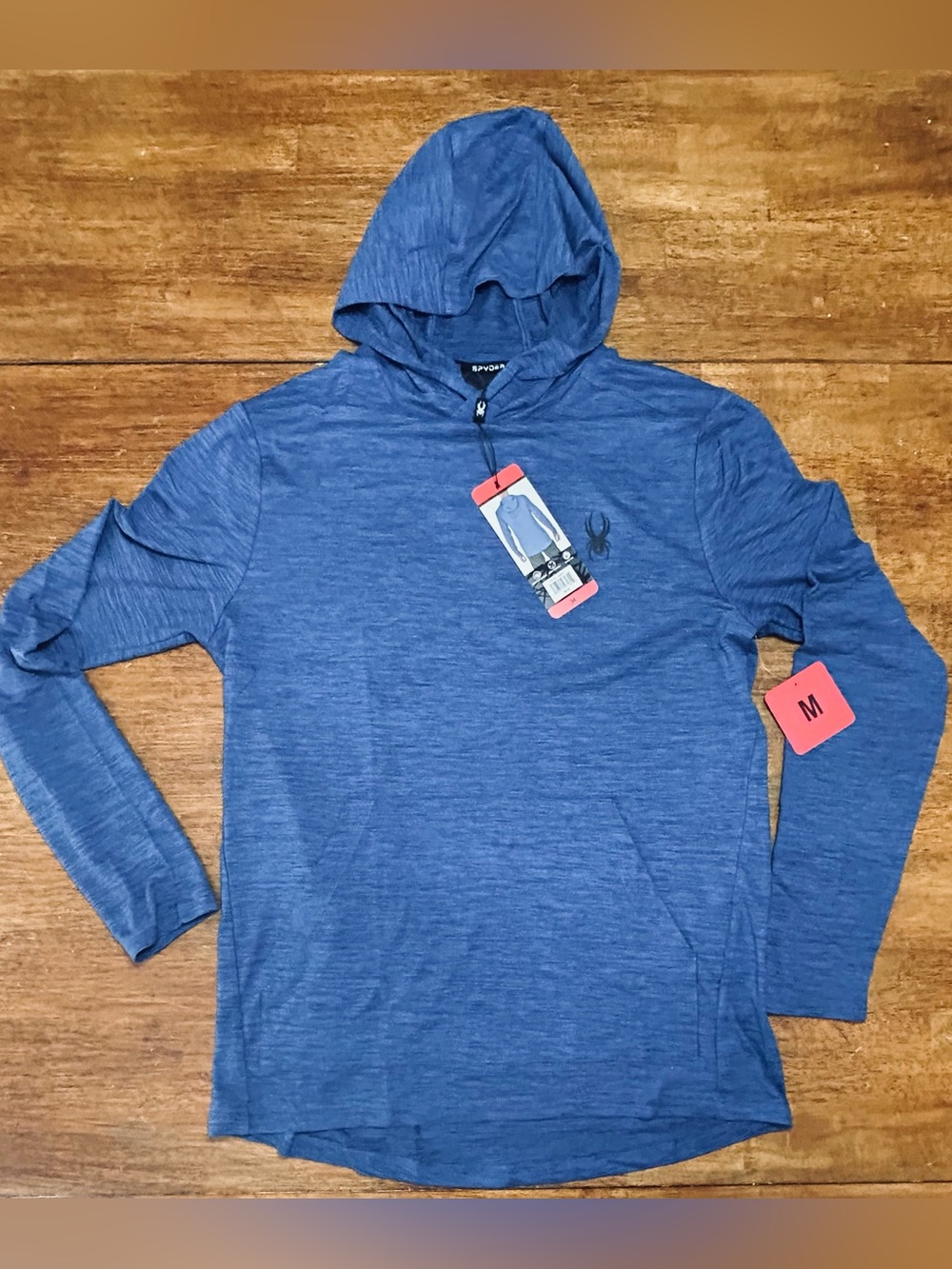 Spyder Men's Heathered Blue Hooded Long-Sleeve Pullover